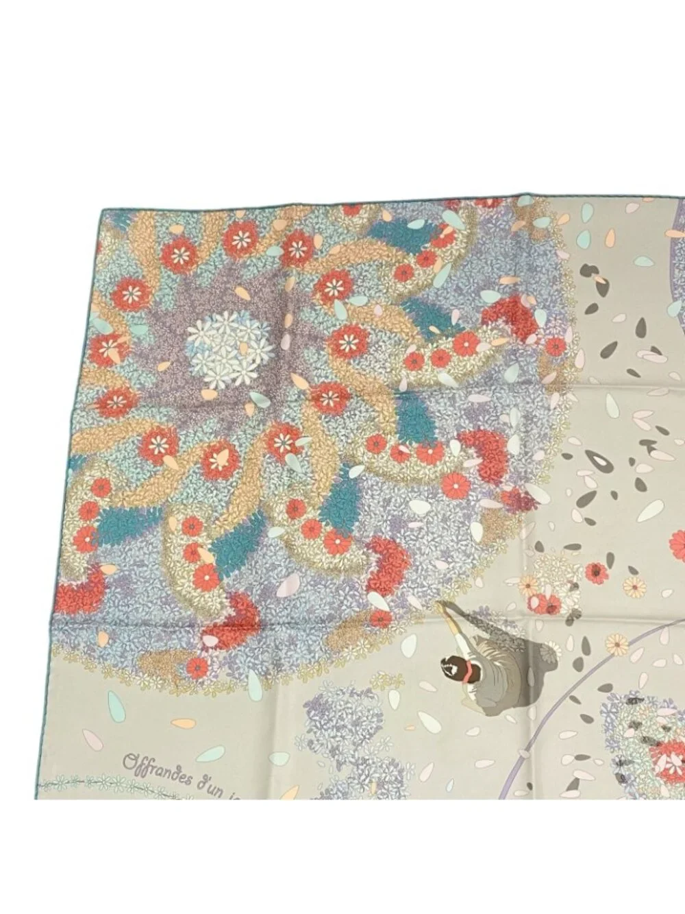 Hermes Carre 90 Scarf Silk Flower Offering Offrandes Dun Jour Multicolor - Picture 2 of 8